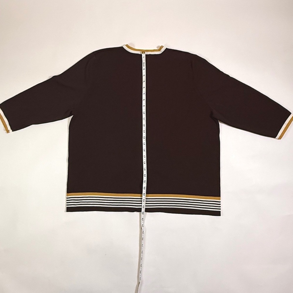 Dressbarn Woman Brown Yellow Striped Zip Front Cardigan Sweater‎ Plus Size 22/24 - Picture 10 of 12